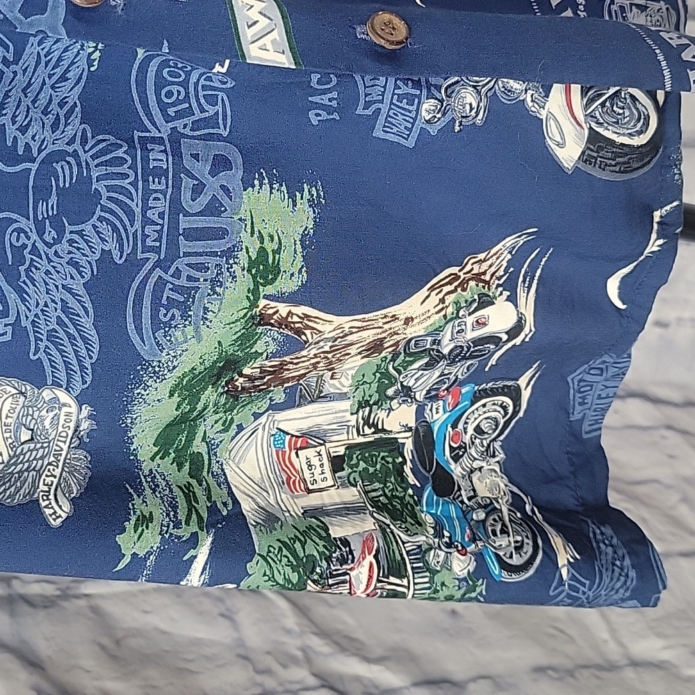 Harley-Davidson Blue‎ Casual Button Down Shirt - Picture 4 of 14